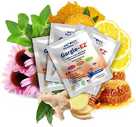 GARGLE-EZ Sore Throat Gargle Solution, Throat Allergy, Mucus Relief, Vocal Care, Made in USA. Natural Sore Throat Medicine for Adults, Throat Remedy, Sore Throat Relief - Peppermint Flavor (6 Packs)