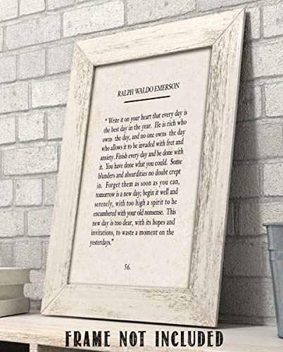 "Write It On Your Heart"- Ralph Waldo Emerson Poem Page Print- 8 x 10" Poetic Wall Art. Distressed Parchment Print-Ready To Frame. Retro Home-Office-Study-School Decor. Great Art Gift for Poetry Fans.