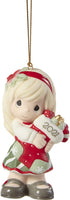 Precious Moments 211002 You Fill Me with Christmas Cheer 2021 Dated Girl Bisque Porcelain Ornament , White
