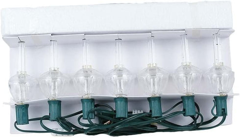 Novelty Lights, Inc. CL-Bubble-Set-7 Tradtional Bubble Light and Stringer Set, 7 Clear Bubble Fluids with Silver Glitter, Green Wire, C7/E12 Candelabra Base, 7 Pack