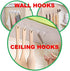 QUALIALL 33lbs Adhesive Hooks for Hanging on Wall or Ceiling, Heavy Duty, Clear, Damage Free, Traceless, Stick on Hangers for Kitchen Bathroom, 10pcs