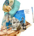 Smiling Wisdom - City Retirement Journey Goodbye Greeting Card - Wherever You Go, Go with All Your Heart Gift Set - Chiffon Viscose Scarf - Woman Coworker Grad - Tan Blue Multi-Colored