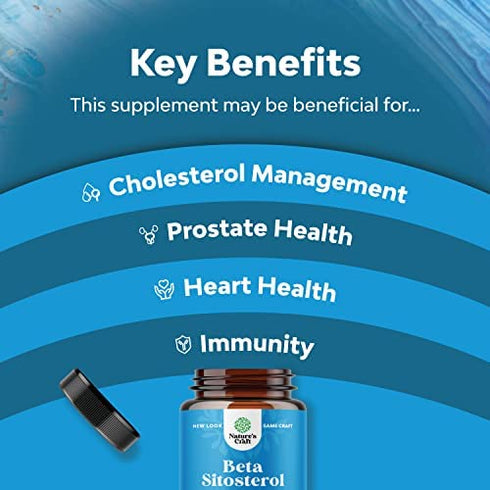 Plant Sterols Complex with Beta Sitosterol - 500mg Beta-Sitosterol Sterols and Stanols Supplement for Heart Health and Prostate Support - Heart and Prostate Health Supplement for Men - 30 Tablets