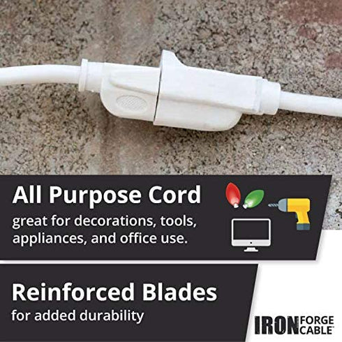 10 Ft White Extension Cord - 16/3 Durable Electrical Cable