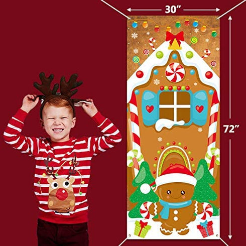 FANCY LAND Christmas Gingerbread House Door Cover Ginger Bread Holiday Decoration 72 x 30 Inches