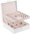 A&A Large Jewelry Storage Organizer Box 2 Layers Combined Storage Case with Buckle White