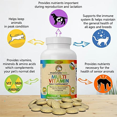 Multivitamin for Dogs and Cats. Prenatal Dog Vitamins, Minerals and Amino Acids. Senior Dog Vitamins and Supplements for dogs & cats. Puppy Vitamins for your dog allergy relief-Complete Dog Supplement
