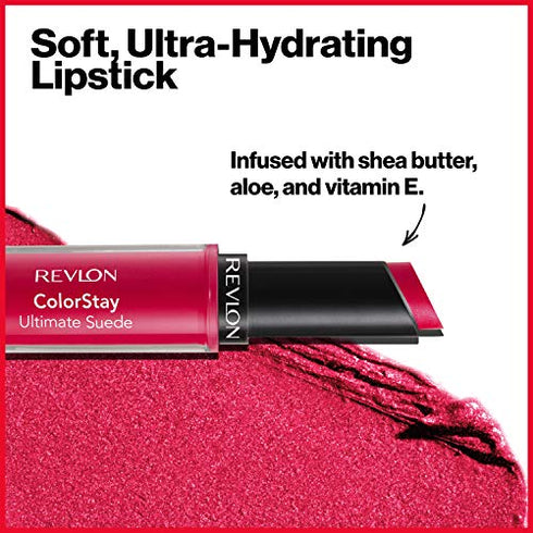 Revlon ColorStay Ultimate Suede Lipstick, Longwear Soft, Ultra-Hydrating High-Impact Lip Color, Formulated with Vitamin E, Ingenue (002), 0.09 oz