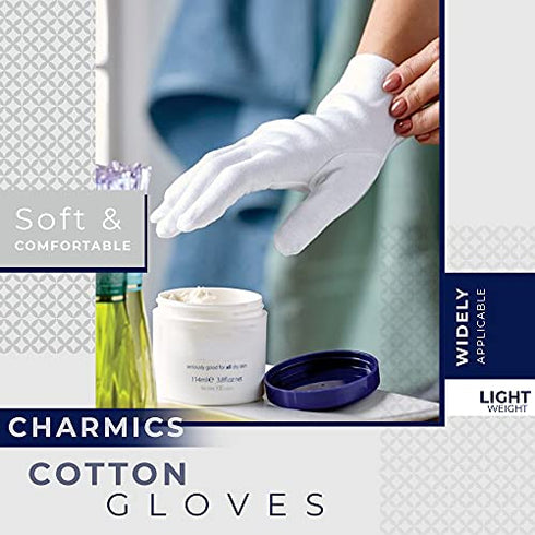 CHARMICS 5 Pairs White Cotton Gloves for Dry Hands, Moisturizing Gloves Overnight, 23cm / 9 Inch Eczema Gloves, Washable SPA Gloves, Premium White Gloves Women and Men