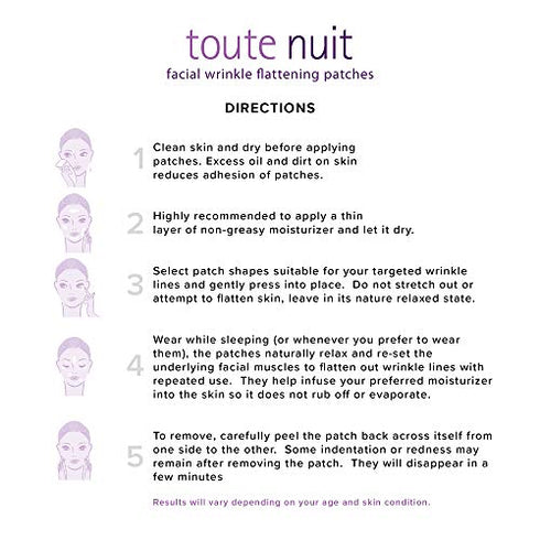 Toute Nuit Wrinkle Patches, Face Tape, Trial Pack - 3 Shapes Forehead, Around Eyes and Lips - 54 Patches