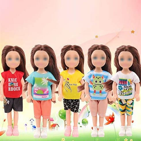 Funlight Chelsea Doll Clothes and Accessories 4 Dresses 4 Outfits 2 Shoes with Bonus 20 Rubber Band for 5.3 Inch Chelsea Doll
