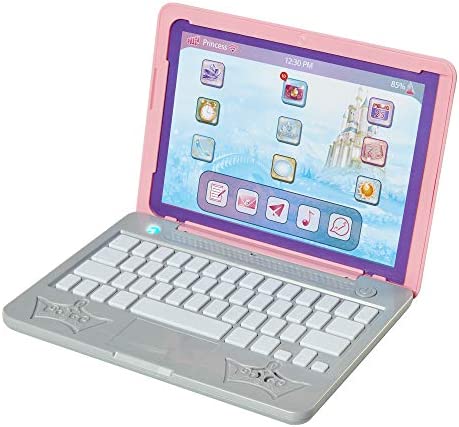 Disney Princess Girls Play Laptop Computer Style Collection Click & Go Play Laptop for Girls with Sounds & Light Up On Button Features Removable Double-Sided Play Background, For Ages 3+