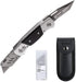 Heavy Duty Folding Utility Knife Dual Blade/Box Cutter with Leather Sheath + 5 SK5 Blades (Professional Grade)