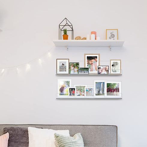 Kids Floating Bookshelves, Acrylic Wall-Mounted 13.7 inches 4 Pack, Clear Invisible Wall Bookshelves Ledge Book Shelf, 5MM Thicker with Free Screwdriver