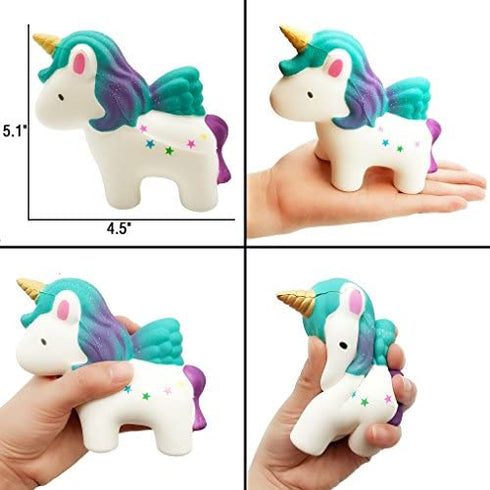 Yoaushy Squishies Slow Rising Toy Set Jumbo Unicorn Cake Horse Panda Egg Soft Cute Hop Props Stress Relieve Sensory Toy for Boys and Girls(4 Packs)