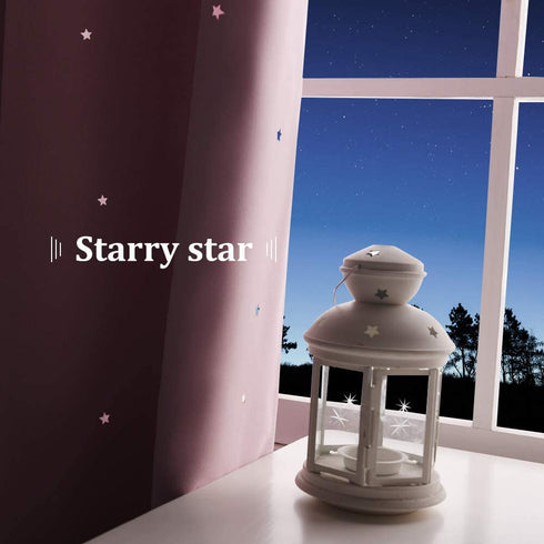 NICETOWN Twinkle Star Blackout Curtains - 84 inches Long Starry Sky Thick and Soft Room Darkening Drapes with Die-Out Stars for Princess Bedroom, 42 inches Wide, Lavender Pink=Baby Pink, 1 Pair