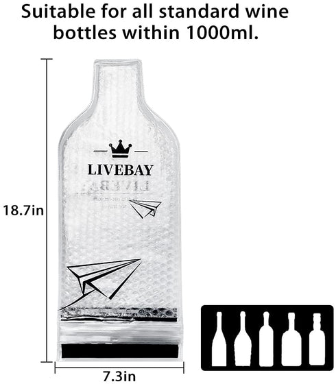 5 Pack Reusable Wine Bag for Travel Wine Bottle Protector Sleeve for Airplane Car Cruise Protection Luggage Leak-proof By LIVEBAY