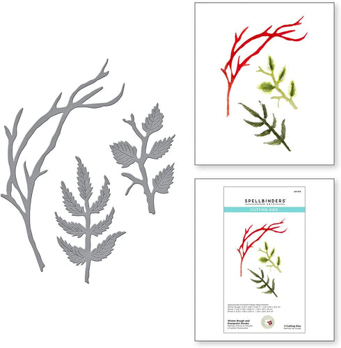 Spellbinders Winter Bough and Evergreen Shrubs Dies, Metal