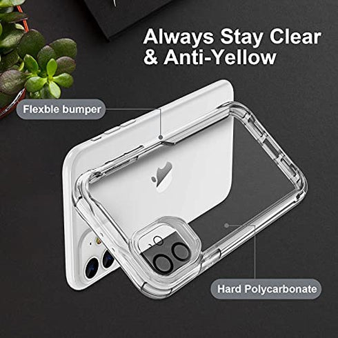 Designed for iPhone 11 Case,ORETech Designed for iPhone 11 Case with 2 x Screen Protector Tempered Glass&1 x Camera Lens Protector for iPhone 11 Transparent Case Cover for iPhone 11 Case-Clear