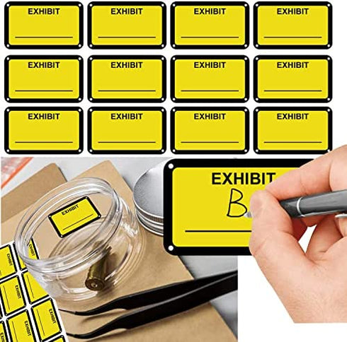 Legal Exhibit Stickers 1.65 X 1 Inches Fluorescent Exhibit Labels - Yellow Color-Coded Exhibit Labels Blank File Folder Labels Tabs for Offices Courts Legal Documents Report Dividers 300 Pcs