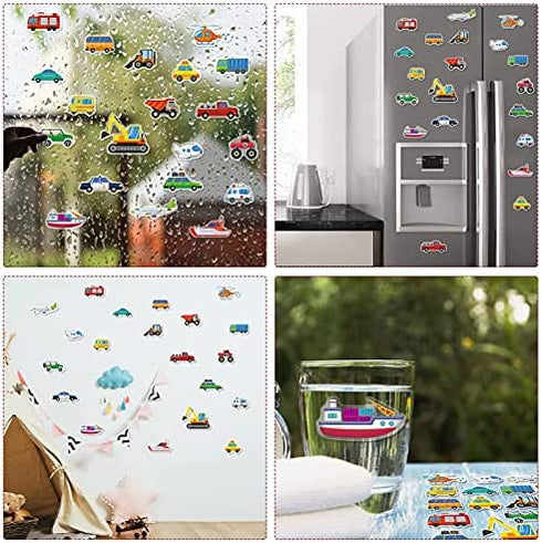 20 PCS Transportion Thick Gel Clings Vehicle Window Gel Clings Decals Stickers for Kids Toddlers and Adults Home Airplane Classroom Nursery Winter Car Party Supplies Decorations