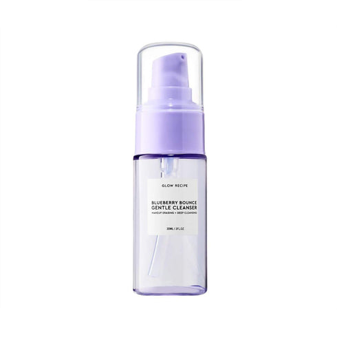 Glow Recipe Mini Blueberry Bounce Gentle Foaming Cleanser - Gentle Exfoliating Facial Wash with Hyaluronic Acid + AHA - Helps Visibly Calm Blemish-Prone Skin, Travel Size Facial Cleanser (30ml / 1 oz)