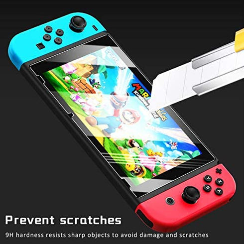 oqpa for Nintendo Switch Case Cute Kawaii Cartoon Design Cover, Fun Funny Cool Switch Game Shell for Girls Boys Men Kids Carrying Bag+Joystick Thumb Grip Caps+Tempered Glass Cases for Switch (Malio)