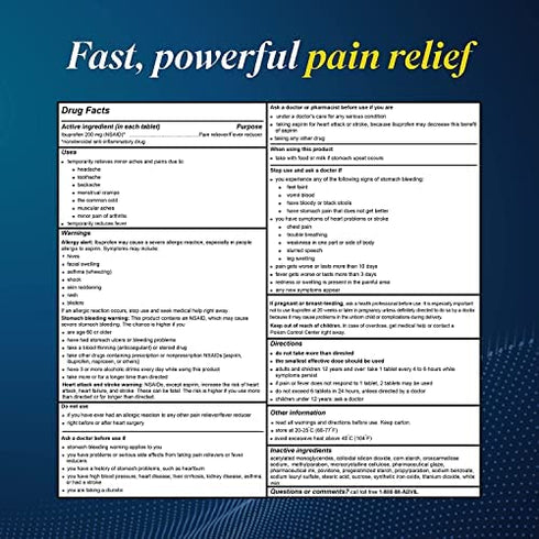 Advil (100 Packets of 2 Capsules) Pain Reliever/Fever Reducer Coated Tablet, Individually Sealed, 200mg Ibuprofen, Temporary Pain Relief, Travel Pack, Greeting Cards Included