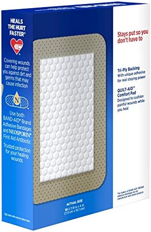 Band-Aid Brand Tru-Stay Adhesive Pads, Large Sterile Bandages for Wound Care, 10 Count