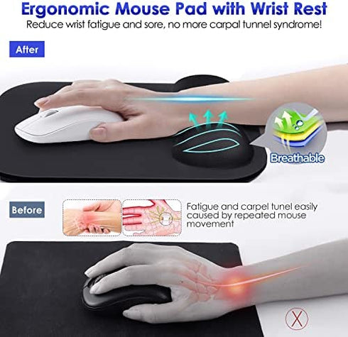 Gimars Large Smooth Superfine Fibre Memory Foam Ergonomic Mouse Pad Wrist Rest Support - Mousepad with Nonslip Base for Laptop, Computer, Gaming & Office