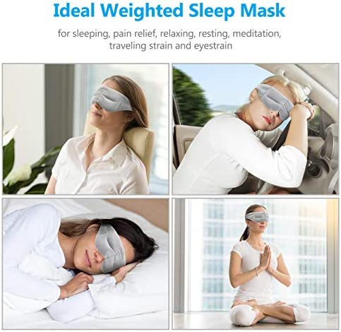 Weighted Sleep Mask Pain Relief Mask, Hot Cold Therapy Compression for Headache, Migraine, Sinus Pain, Puffy Eyes, Dry Eyes, Light Blocking Eye Pillow, Cotton Eye Cover for Sleeping Faster and Better