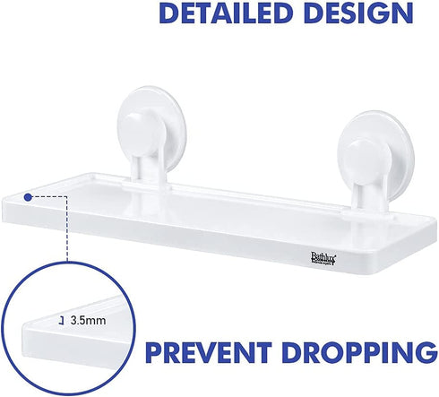 Bathlux Self Adhesive Shower Shelf, Non-Drilling Bathroom Shelf, Wall Mounted for Apartment, Bathroom Organizer, White, for Home Decor/Kitchen/Bathroom-30134