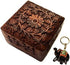 Artncraft Jewelry Box Novelty Item, Unique Artisan Traditional Hand Carved Rosewood Jewelry Box From India Inside