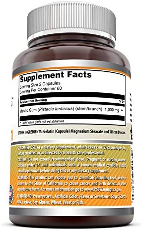 Amazing Formulas Mastic Gum 1000 mg Per Serving 120 Capsules -(Non GMO,Gluten Free)- Supports Gastrointestinal Health, Digestive Function, Immune Function and Oral Health