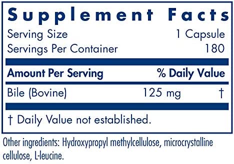 Allergy Research Group - Ox Bile 125 mg - Fat Digestion, Liver/Metabolic/GI Support - 180 Vegicaps