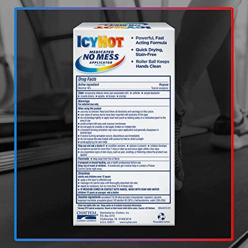 Icy Hot Medicated Pain Relief Liquid with No Mess Applicator, Maximum Strength, 2.5 fl. oz.