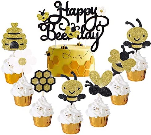 Honey Bumble Bee Party Decorations Honey Bee Banner Cake Cupcake Topper Garland Balloons Wrappers for Bee Theme Birthday Party Baby Shower Supplies