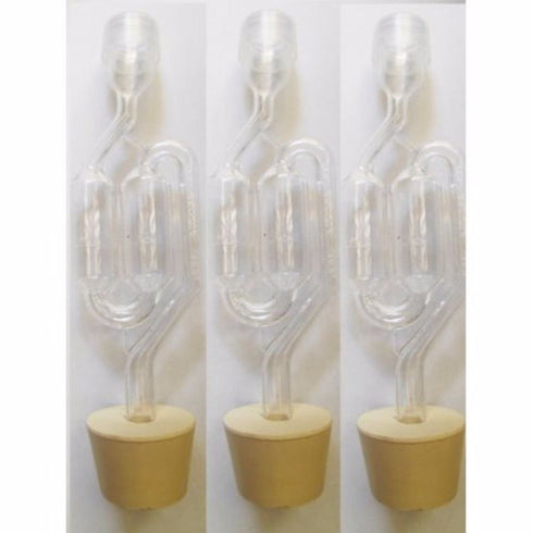 Vintage Shop S-Shape Airlock with #6 Stopper, (Bubble Airlock) (Pack of 3 each)