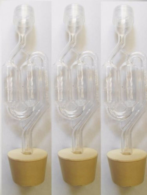 Vintage Shop S-Shape Airlock with #6 Stopper, (Bubble Airlock) (Pack of 3 each)