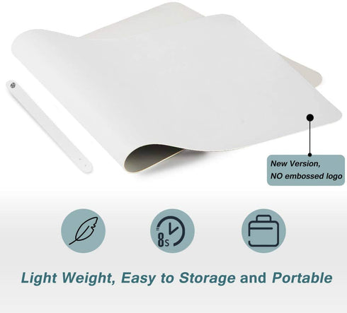 Desk Pad Protector Office Desk Mat, BUBM Waterproof PU Leather Desk Writing Mat Laptop Large Mouse Pad Desk Blotters Desk Decor for Office Home, 35.4" x 17" White