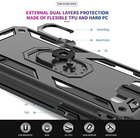 LeYi Compatible for Samsung Galaxy J7 Case,J7 2015/ SM-J700 Case with HD Screen Protector, Military-Grade Rotating Kickstand Full-Body Protective Phone Cover Case for Samsung Galaxy J7 2015,Black