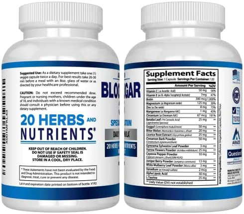 Arazo Nutrition Blood Sugar 365 Supplement - 120 Herbal Pills - 60 Day Supply