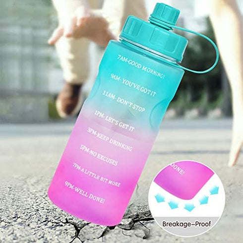 Water Bottle 64 oz Water Bottles With Times to Drink, Leakproof BPA Free Bottle with Time Marker, Reusable Daily Water Bottle for Gym, Sports & Outdoor