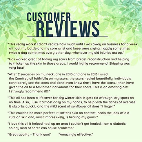 Earth Elements Organics 100% Organic Comfrey Medicinal Herbal Oil, Raw, Non-GMO – Wound Healing, Skin-Cell Regeneration, Scar Reduction, Anti-Inflammatory. Excellent carrier oil.