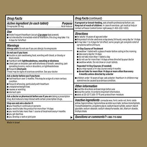 GoodSense Omeprazole Delayed Release Tablets 20 mg, Stomach Acid Reducer for Frequent Heartburn Treatment, 14 Count (Pack of 3)