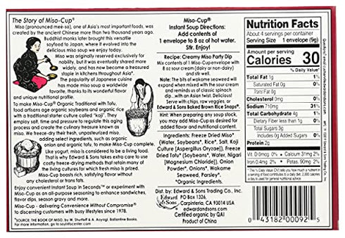 Edward & Sons Organic Traditional Soup with Tofu Miso Cup Instant Soup, 1.3 oz