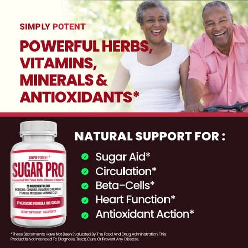 Sugar Pro Supplement, 20 Herb & Vitamin Blend with Cinnamon, Alpha Lipoic Acid (ALA), Bitter Melon, Chromium & Gymnema to Balance Sugar Levels