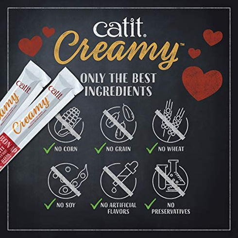 Catit Creamy Lickable Cat Treat, Healthy Cat Treat, Salmon, 12 Pack