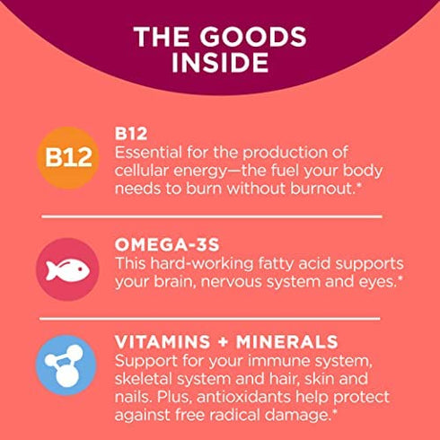 OLLY Ultra Women's Multi Softgels, Overall Health and Immune Support, Omega-3s, Iron, Vitamins A, D, C, E, B12, Daily Multivitamin, 30 Day Supply - 60 Count