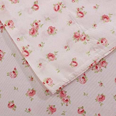 Amrapur Overseas | Luxuriously Soft 4-Piece 100% Microfiber Rose Printed Bed Sheet Set (Blush, Full)